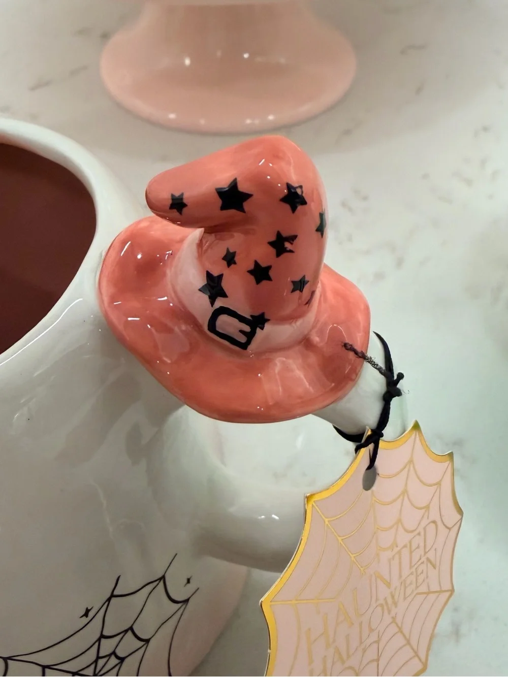 Pink Ghost Halloween Mug Witch Hat Cute Coquette Spooky Coffee Cup NWT